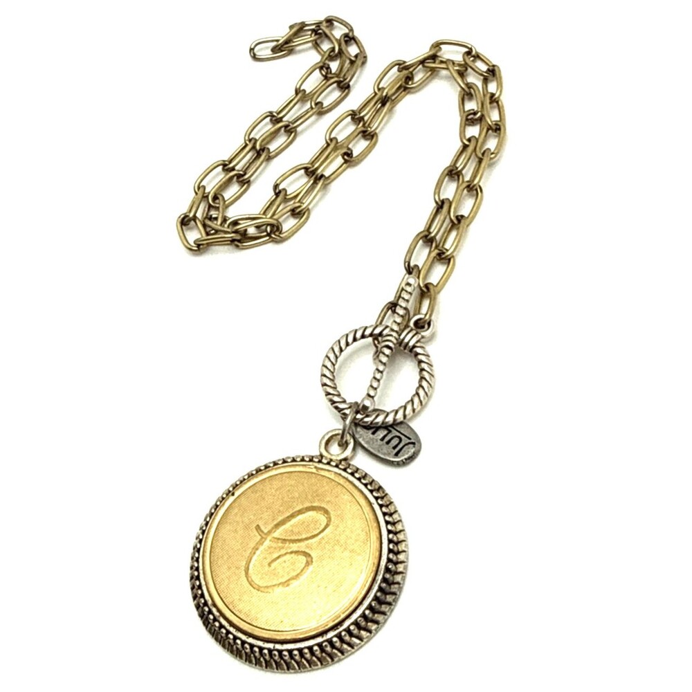 JULIO DESIGNS Pendant Necklace Monogram C Gold & Silver Tone 18"